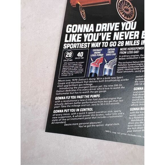 Vintage DATSUN 200-SX CAR Vintage 1970's Magazine Ad - Picture 2 of 6